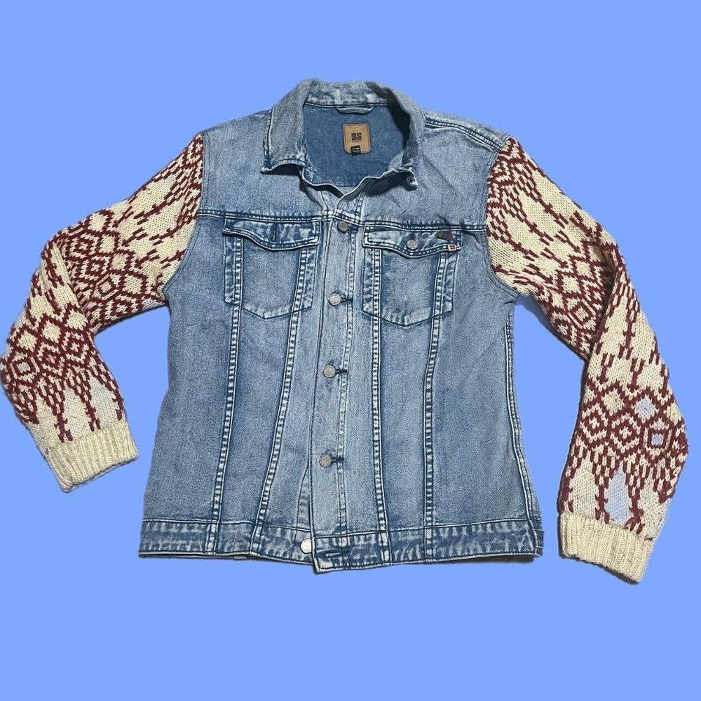 Insight knit and denim jacket with textile